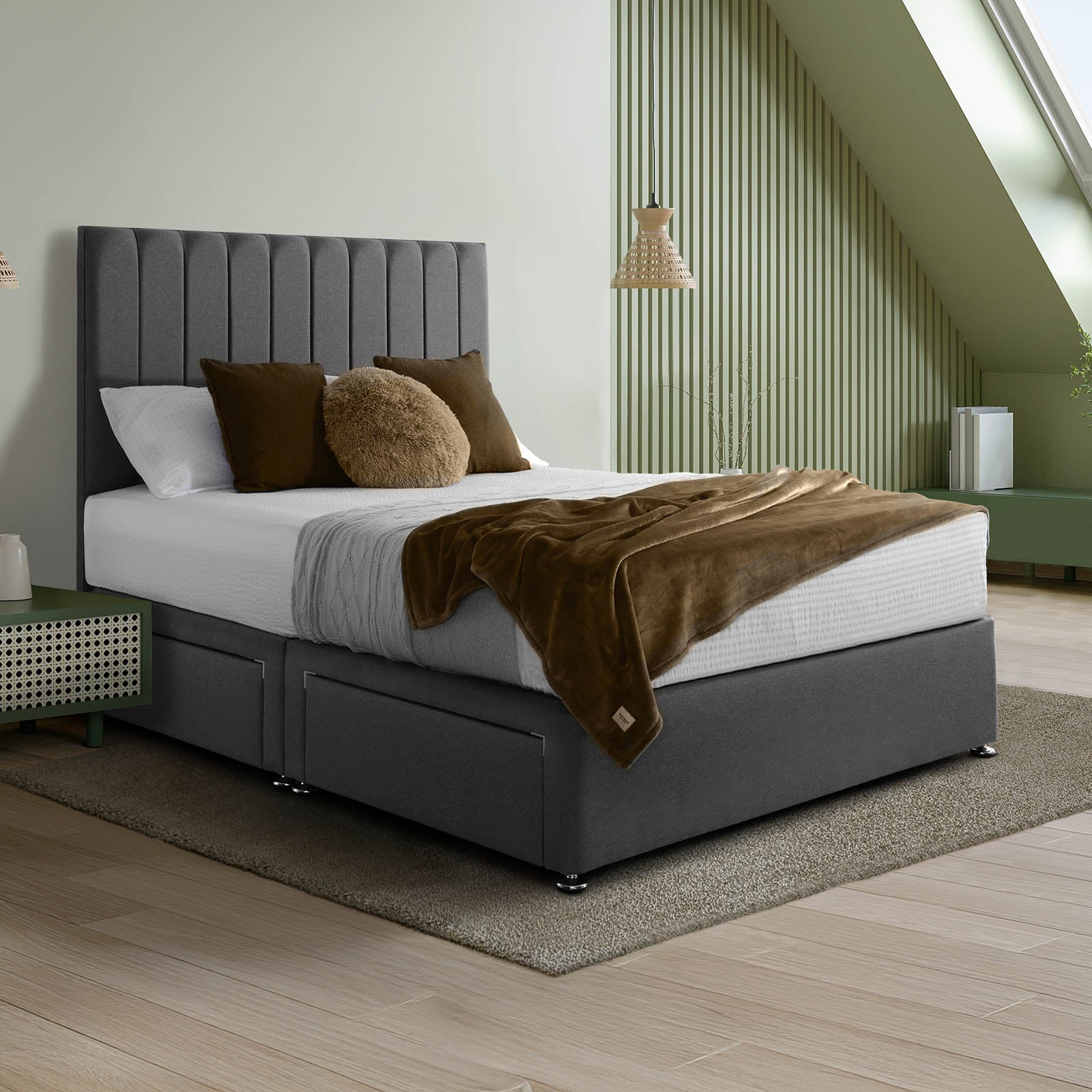 Padded Luxury Divan Bed & Modern Headboard