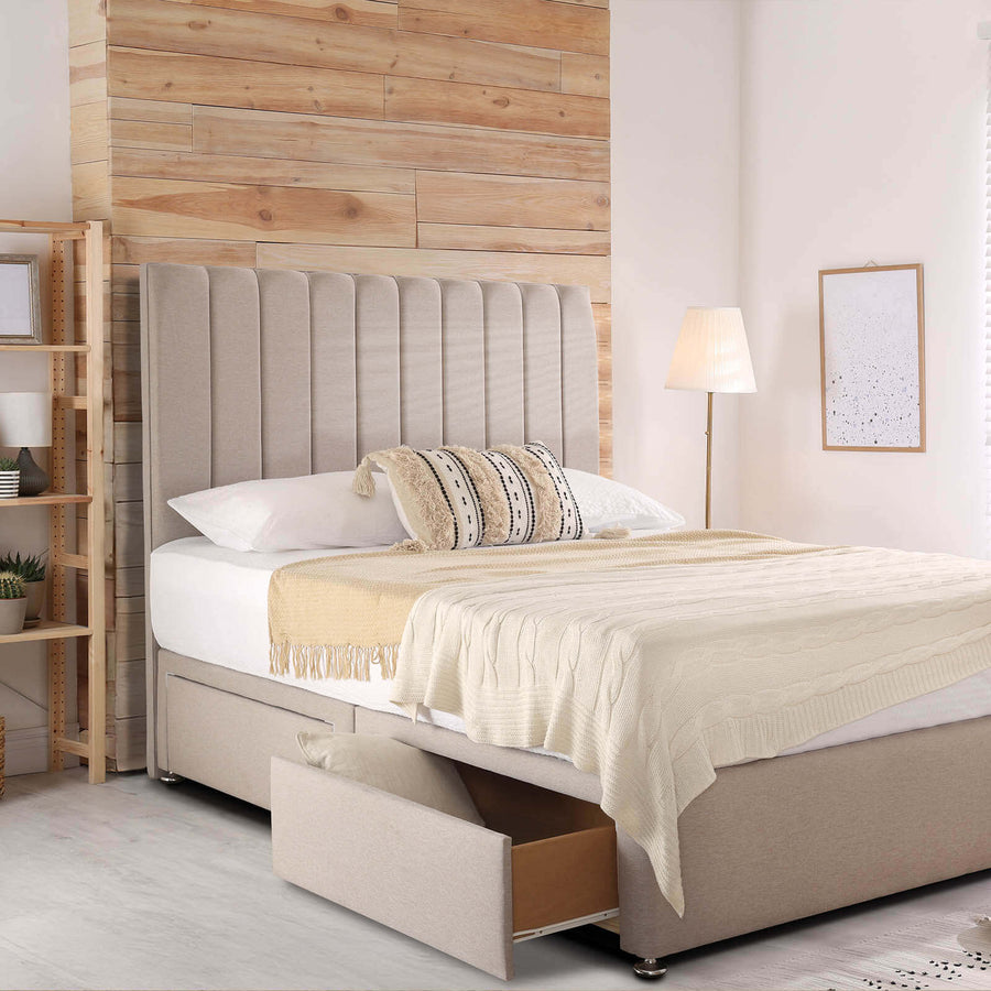 Padded Luxury Divan Bed & Modern Headboard