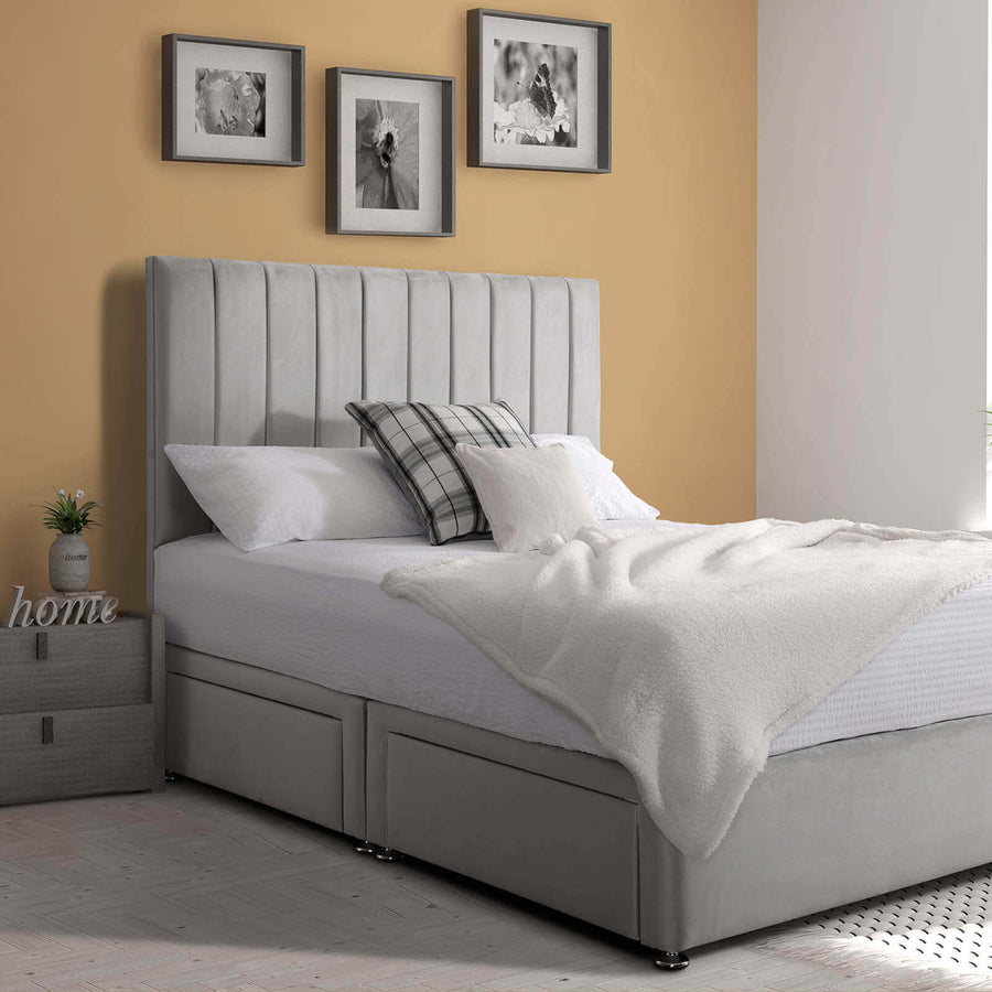 Padded Luxury Divan Bed & Modern Headboard