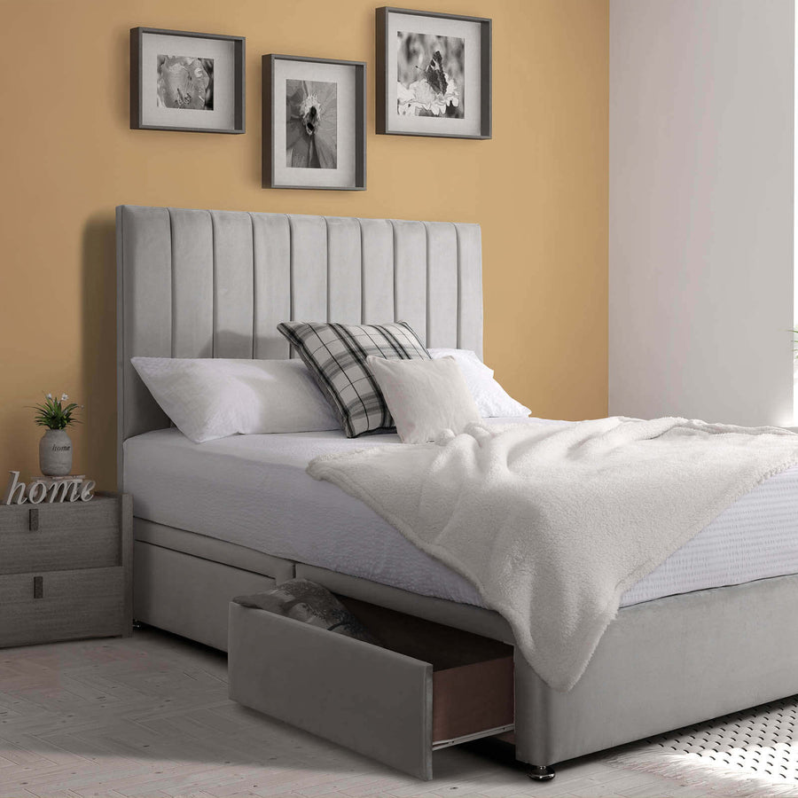 Padded Luxury Divan Bed & Modern Headboard