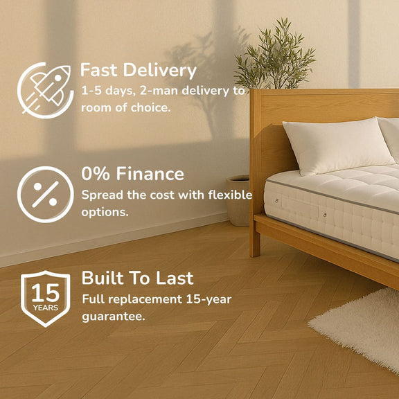 REM-Fit Natural Lux hybrid mattress tension badge - medium-firm tension 7 out of 10